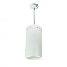 Nora NYLS3-6P1L435NC12WWW - 6" Sapphire III Pendant Mount White Cylinder, Matte Powder White Reflector/Matte Powder White