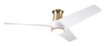 Modern Fan Co. AMB-FM-SBMW-56-MW-870-RC - Ambit Flush DC Fan- Satin Brass/Matte White Finish; 56" Matte White Blades; 17W LED