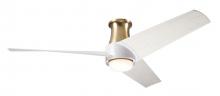 Modern Fan Co. AMB-FM-SBMW-56-WW-870-RC - Ambit Flush DC Fan- Satin Brass/Matte White Finish; 56" Whitewash Blades; 17W LED