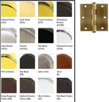 Hardware 96113PVD - RESIDENTIAL DUTY HINGES-SOLID EXTRUDED BRASS
