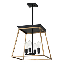 Eglo 204595A - 4 LT Open Frame Pendant w/ Brushed Gold & Matte Black Finish