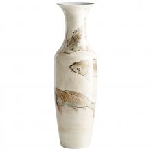 Cyan Designs 09883 - Playing Koi Vase Tan And Ivory