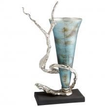 Cyan Designs 10214 - Gianni Vase Nickel And Blue Mist Glass