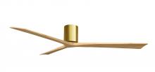 Matthews Fan Company IR3H-BRBR-LM-72 - Irene-3H three-blade flush mount paddle fan in Brushed Brass finish with 72” Light Maple tone bl