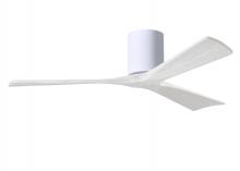 Matthews Fan Company IR3H-WH-MWH-52 - Irene-3H three-blade flush mount paddle fan in Gloss White finish with 52” solid matte white woo