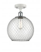 Innovations Lighting 516-1C-WPC-G122-10CBK-LED - Farmhouse Chicken Wire - 1 Light - 10 inch - White Polished Chrome - Semi-Flush Mount